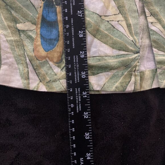 Tommy Bahama XL Linen Hawaiian Camp Shirt Parrot Bird Palm Leaf Tropical Aloha - Picture 6 of 7